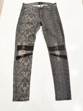 Hudson Snake Print Distressed Skinny Jeans Made in the USA